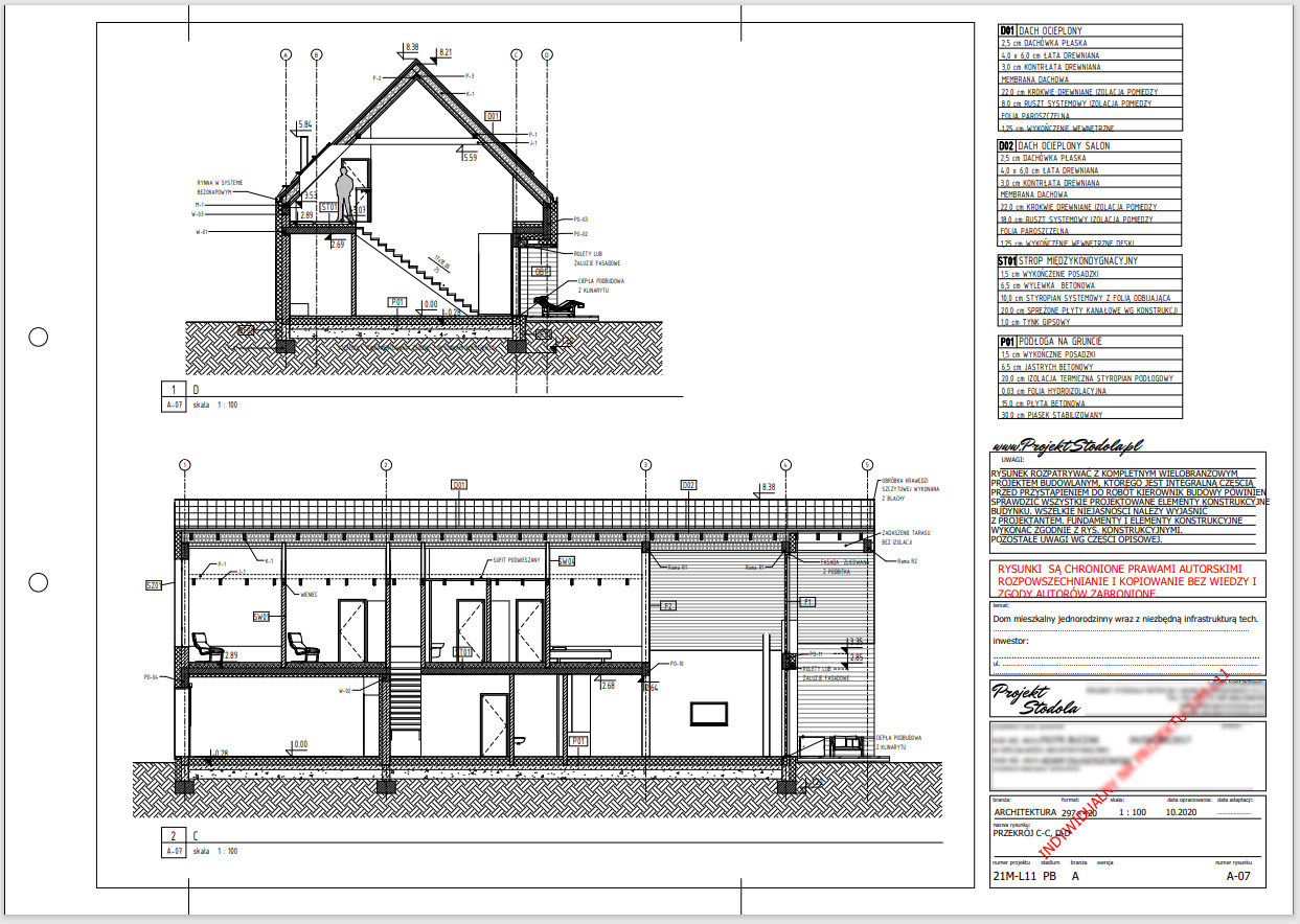 Projekt Stodoła PRZEKROJE przykład BLUR BarnHouseIdeas